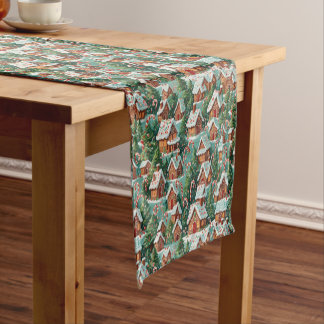 Candy Cane Village Short Table Runner