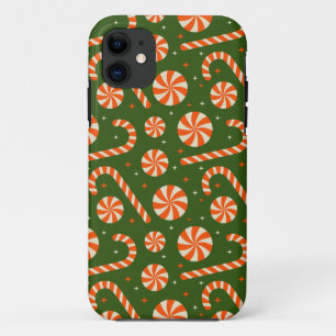 Candy cane vintage Christmas retro pattern  iPhone 11 Case