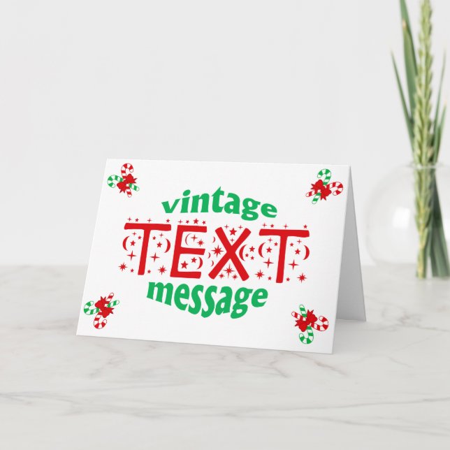 Candy Cane Vintage Text Message Holiday Card (Front)
