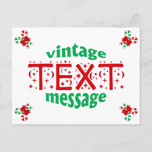 Candy Cane Vintage Text Message Holiday Post Card (Front)