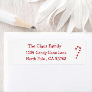 Candy Cane White Holiday Return Address Label