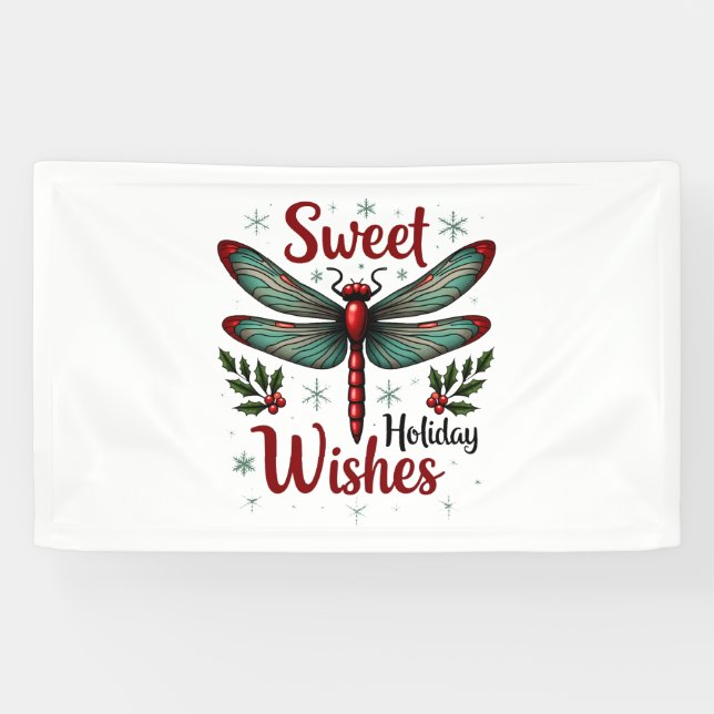 Candy Cane Wings Dragonfly Banner (Horizontal)