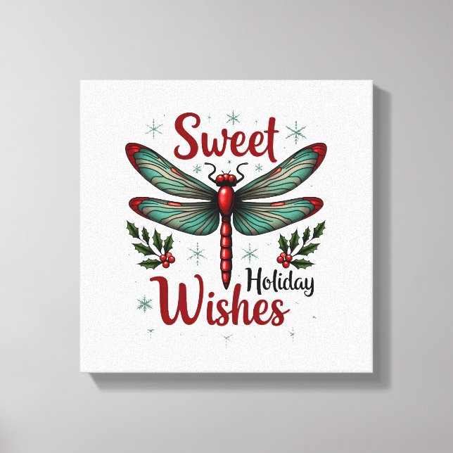 Candy Cane Wings Dragonfly Canvas Print (Front)