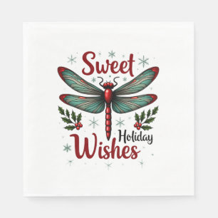Candy Cane Wings Dragonfly Napkin