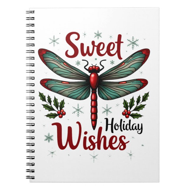 Candy Cane Wings Dragonfly Notebook (Front)