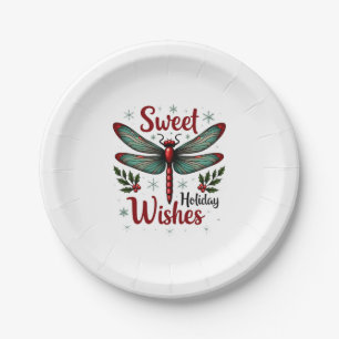 Candy Cane Wings Dragonfly Paper Plate