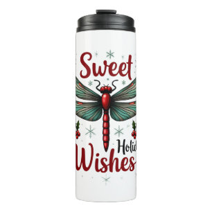 Candy Cane Wings Dragonfly Thermal Tumbler