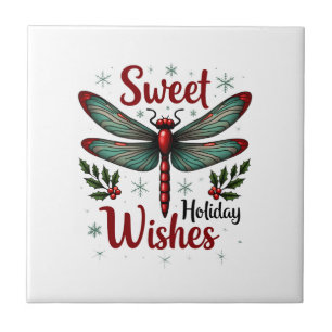 Candy Cane Wings Dragonfly Tile