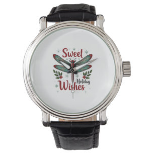 Candy Cane Wings Dragonfly Watch