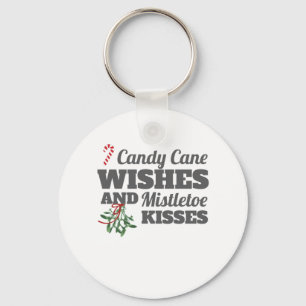 Candy Cane Wishes and Mistletoe Kisses Christmas G Key Ring