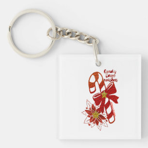 Candy cane wishes key Ring