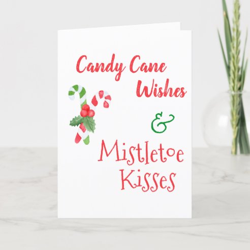 Mistletoe Kiss Cute Christmas Cards | Zazzle UK