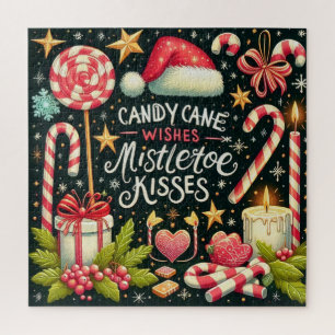 Candy Cane Wishes Mistletoe Kisses Jigsaw Puzzle