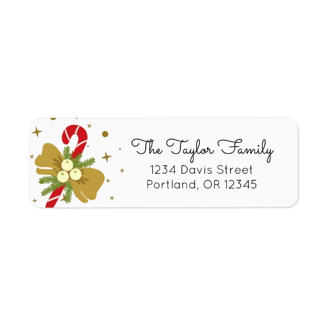 Candy cane with bow Return Address (Front)