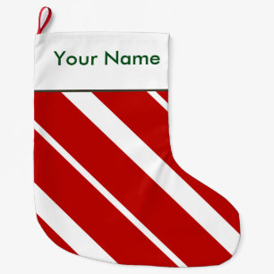 Candy Cane with custom name Large Christmas Stocking