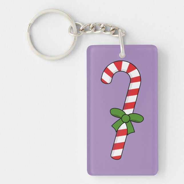 Candy Cane with Green Ribbon Key Ring (Front)