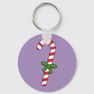 Candy Cane with Green Ribbon Key Ring