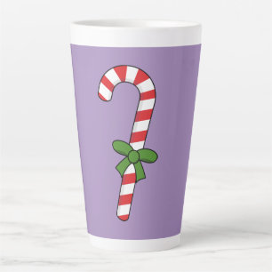 Candy Cane with Green Ribbon Latte Mug