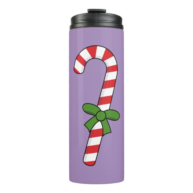 Candy Cane with Green Ribbon Thermal Tumbler (Front)