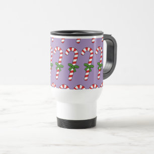 Candy Cane with Green Ribbon Travel Mug