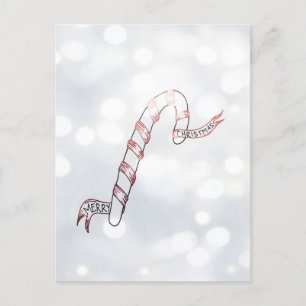 Candy Cane with Ribbon, Christmas Postcard