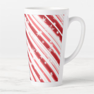 Candy cane with Stars and Snowflakes Latte Mug