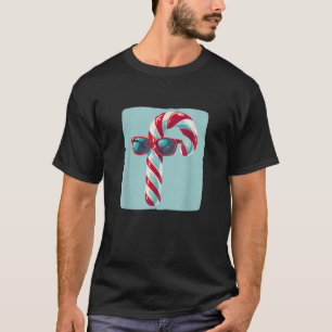 Candy Cane with Sunglasses Graphic for Holiday Che T-Shirt