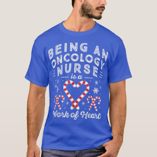 Candy Cane Work Heart Women Men NP Oncology Nurse  T-Shirt