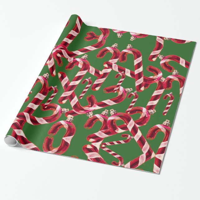 Candy Cane Wrapping Paper (Unrolled)