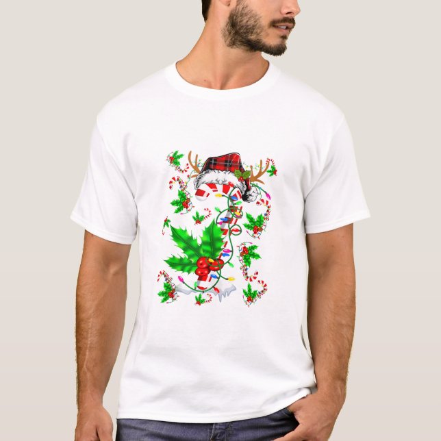 Candy Cane Xmas Plaid Santa T-Shirt (Front)