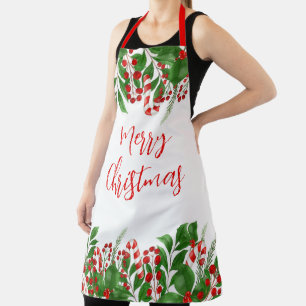 Candy Canes and Christmas Holly Apron