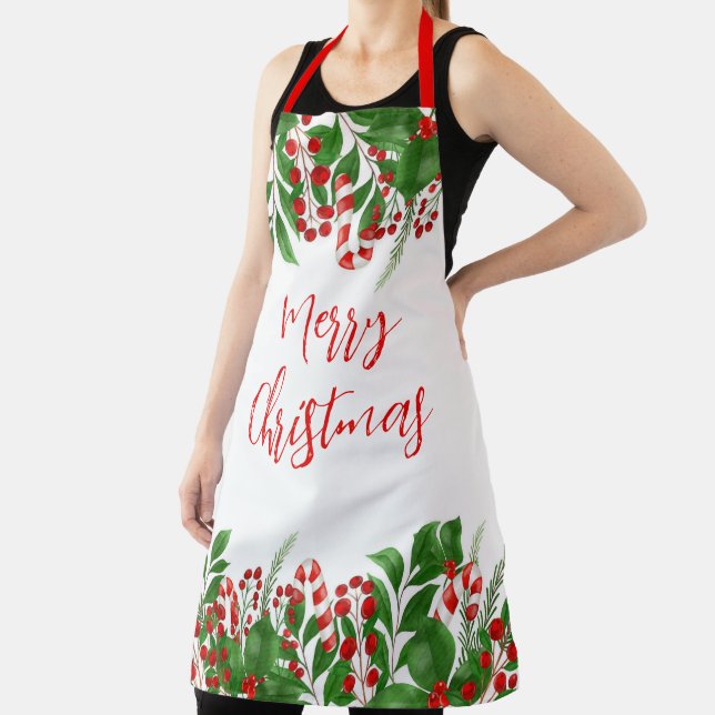 Candy Canes and Christmas Holly Apron (Insitu)