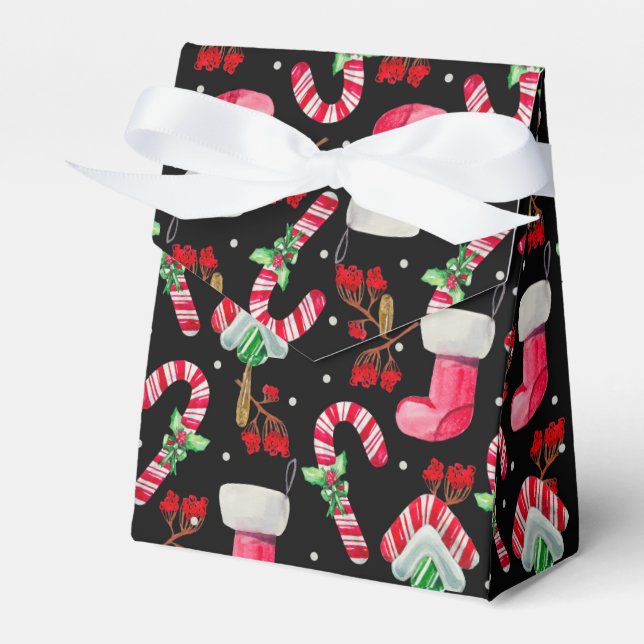 Candy Canes and  Christmas Stockings Favour Box (Front Side)