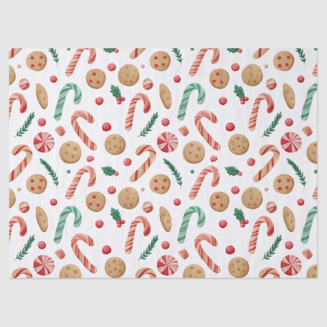 Candy Canes and Cookies Christmas Tissue Paper (Front)