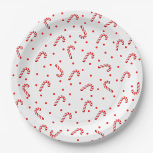 Candy Canes and Dots Paper Plates