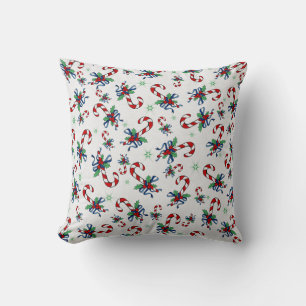 Candy Canes and Greenery Pattern Cushion