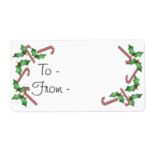 Candy Canes and Holly Gift Labels