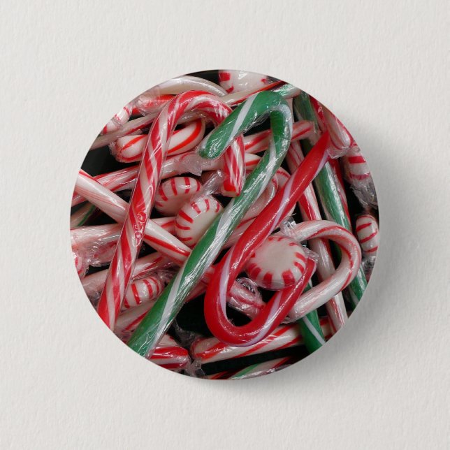Candy Canes and Peppermints Christmas Holiday 6 Cm Round Badge (Front)