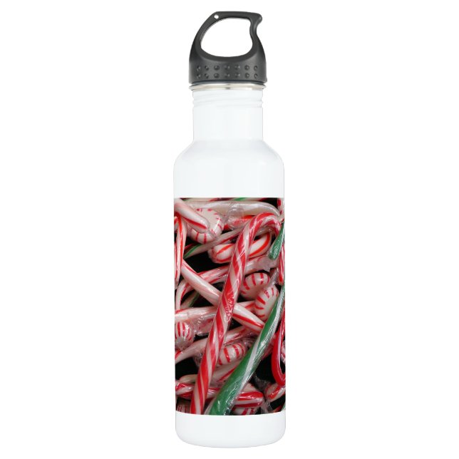Candy Canes and Peppermints Christmas Holiday 710 Ml Water Bottle (Front)
