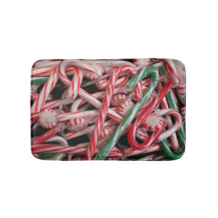 Candy Canes and Peppermints Christmas Holiday Bath Mat
