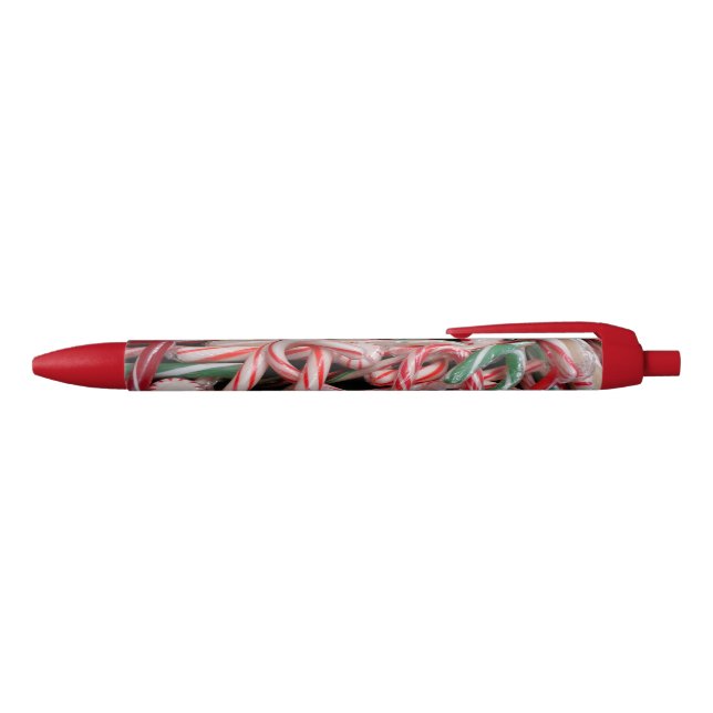 Candy Canes and Peppermints Christmas Holiday Black Ink Pen (Top)