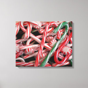 Candy Canes and Peppermints Christmas Holiday Canvas Print