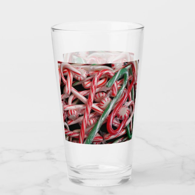 Candy Canes and Peppermints Christmas Holiday Glass (Front)