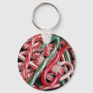 Candy Canes and Peppermints Christmas Holiday Key Ring