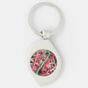 Candy Canes and Peppermints Christmas Holiday Key Ring