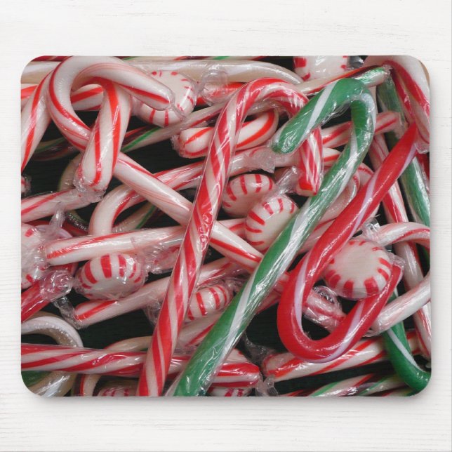 Candy Canes and Peppermints Christmas Holiday Mouse Mat (Front)