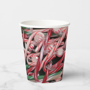 Candy Canes and Peppermints Christmas Holiday Paper Cups