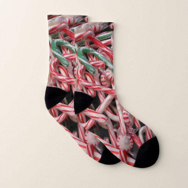 Candy Canes and Peppermints Christmas Holiday Socks (Pair)