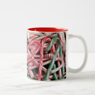 Candy Canes and Peppermints Christmas Holiday Two-Tone Coffee Mug