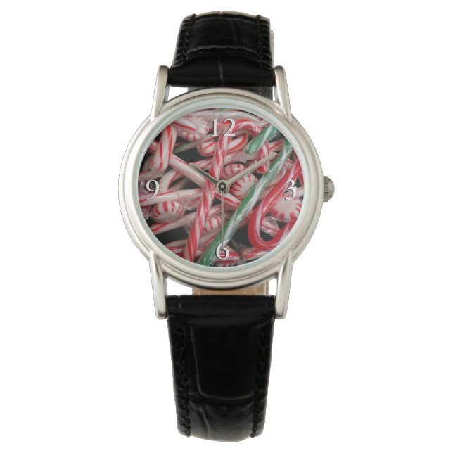 Candy Canes and Peppermints Christmas Holiday Watch (Front)